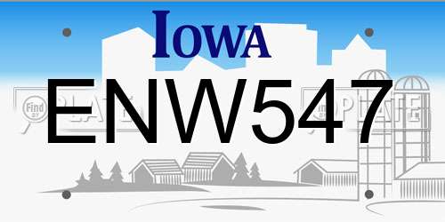 ENW547 Iowa License Plate