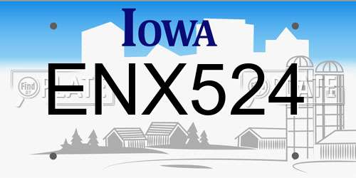 ENX524 Iowa License Plate