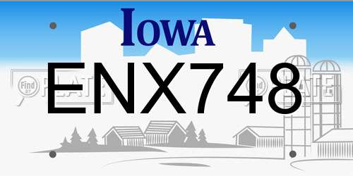 ENX748 Iowa License Plate
