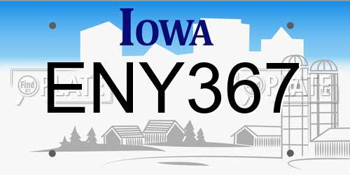 ENY367 Iowa License Plate