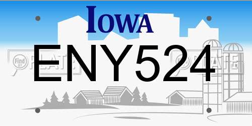 ENY524 Iowa License Plate