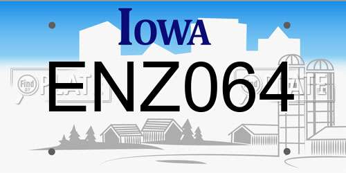 ENZ064 Iowa License Plate