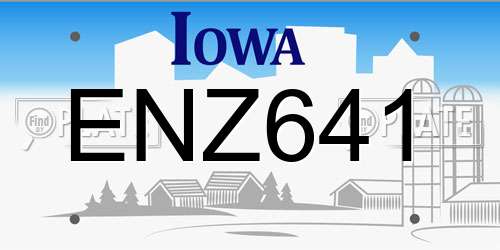 ENZ641 Iowa License Plate