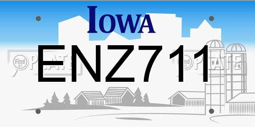 ENZ711 Iowa License Plate