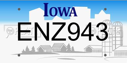 ENZ943 Iowa License Plate