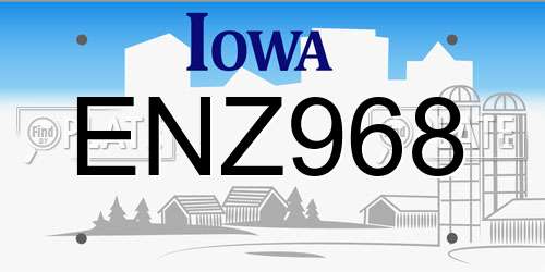 ENZ968 Iowa License Plate