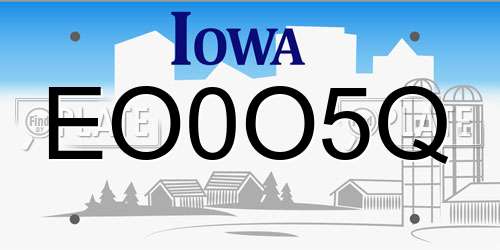 EO0O5Q Iowa License Plate