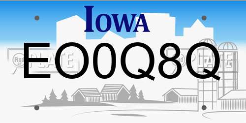 EO0Q8Q Iowa License Plate