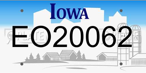 EO20062 Iowa License Plate