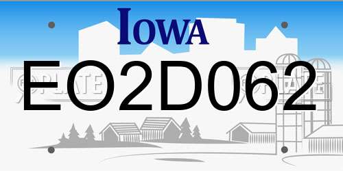 EO2D062 Iowa License Plate