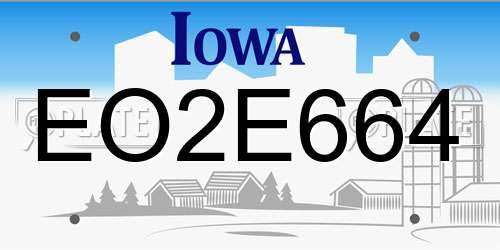 EO2E664 Iowa License Plate