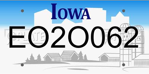 EO2O062 Iowa License Plate