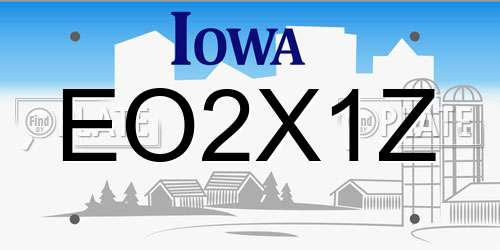 EO2X1Z Iowa License Plate