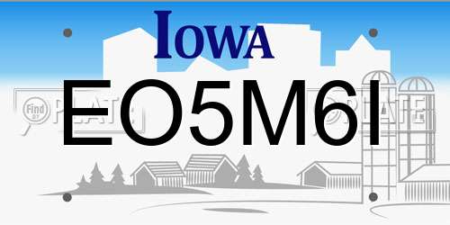 EO5M6I Iowa License Plate