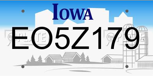 EO5Z179 Iowa License Plate