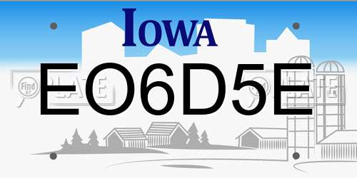 EO6D5E Iowa License Plate