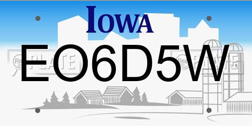 EO6D5W Iowa License Plate