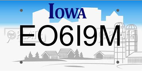 EO6I9M Iowa License Plate