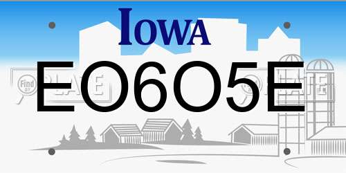 EO6O5E Iowa License Plate
