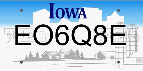 EO6Q8E Iowa License Plate