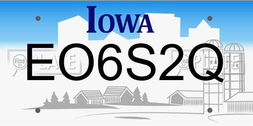 EO6S2Q Iowa License Plate