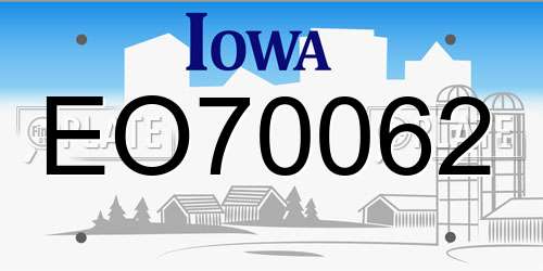 EO70062 Iowa License Plate