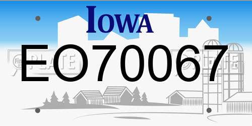 EO70067 Iowa License Plate