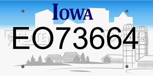 EO73664 Iowa License Plate