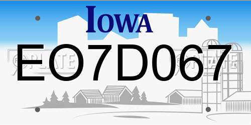 EO7D067 Iowa License Plate