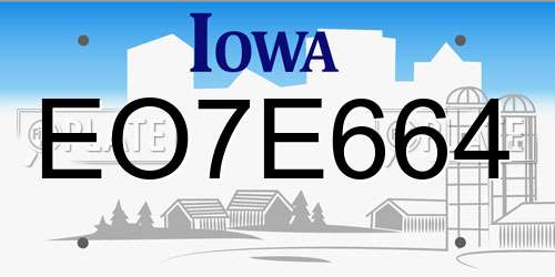 EO7E664 Iowa License Plate