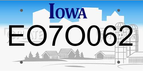 EO7O062 Iowa License Plate