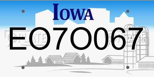 EO7O067 Iowa License Plate