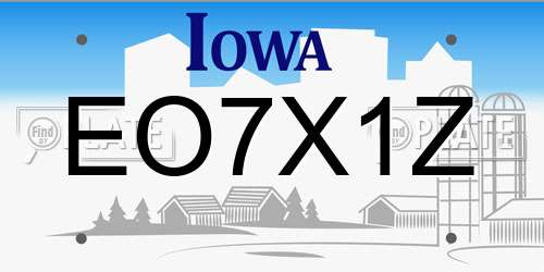 EO7X1Z Iowa License Plate