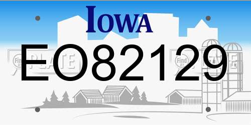 EO82129 Iowa License Plate