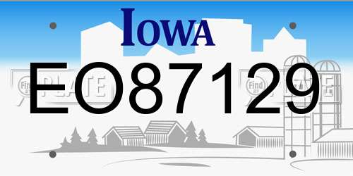 EO87129 Iowa License Plate