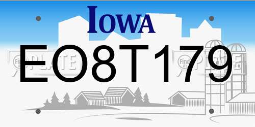 EO8T179 Iowa License Plate