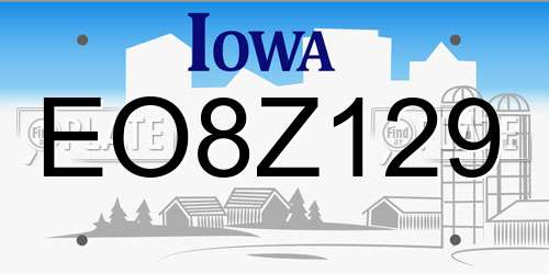 EO8Z129 Iowa License Plate