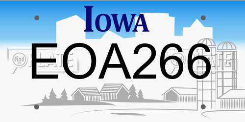 EOA266 Iowa License Plate