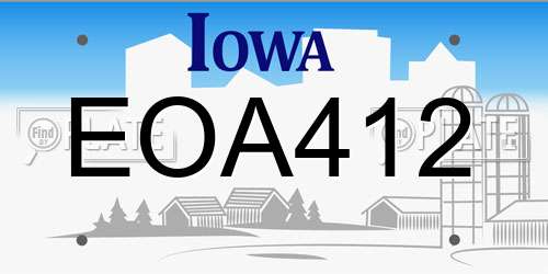 EOA412 Iowa License Plate