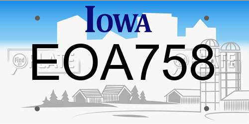 EOA758 Iowa License Plate