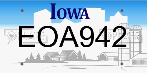 EOA942 Iowa License Plate