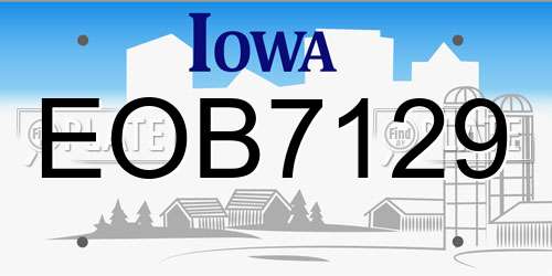 EOB7129 Iowa License Plate