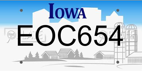EOC654 Iowa License Plate