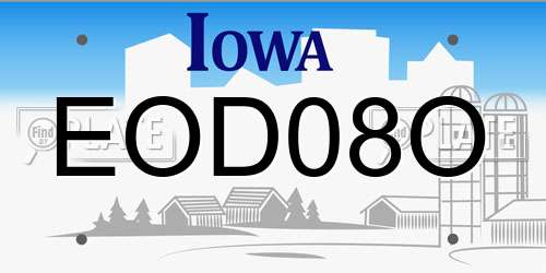 EOD08O Iowa License Plate