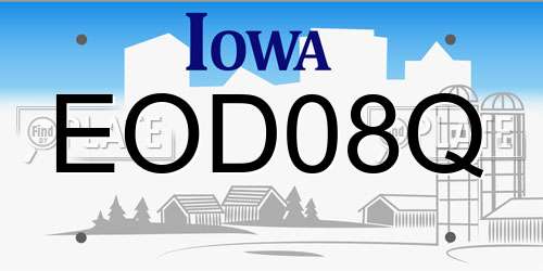 EOD08Q Iowa License Plate