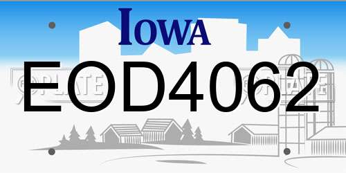 EOD4062 Iowa License Plate