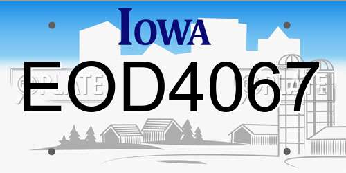 EOD4067 Iowa License Plate