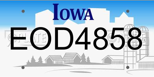 EOD4858 Iowa License Plate