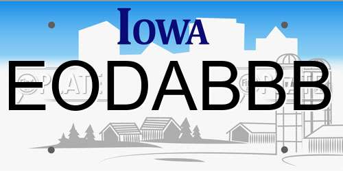 EODABBB Iowa License Plate
