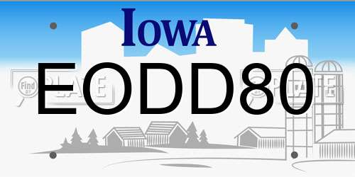 EODD80 Iowa License Plate